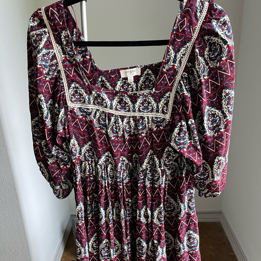 Maroon Patterned Umgee Dress